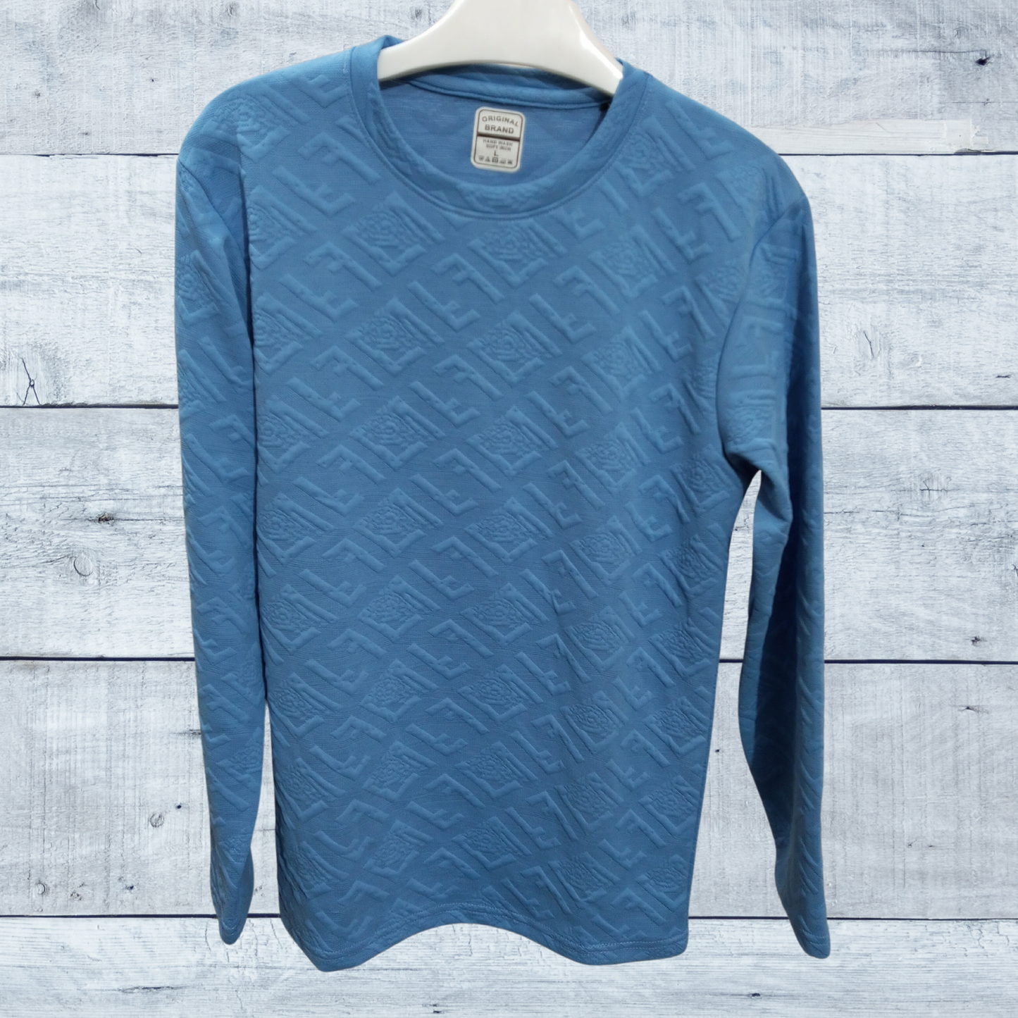 Evo Vogue Premium Sky Blue Jacquard Full-Sleeve T-Shirt