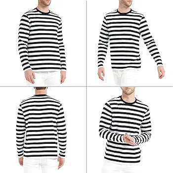 Evo Vogue Striped Classics: Black & White Full-Sleeve T-Shirt