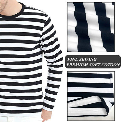 Evo Vogue Striped Classics: Black & White Full-Sleeve T-Shirt