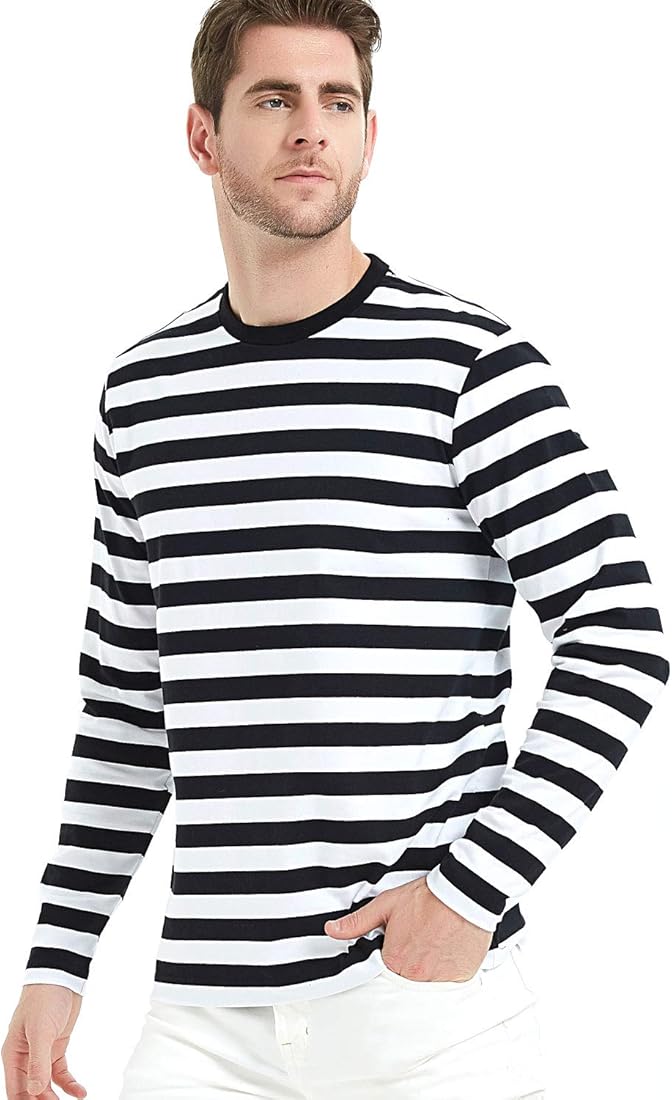 Evo Vogue Striped Classics: Black & White Full-Sleeve T-Shirt