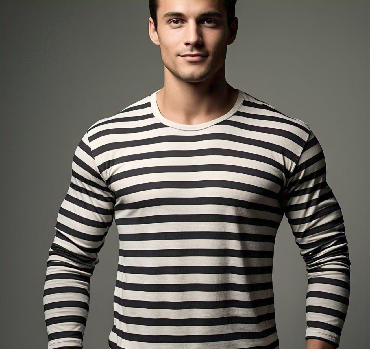 Evo Vogue Striped Classics: Black & White Full-Sleeve T-Shirt