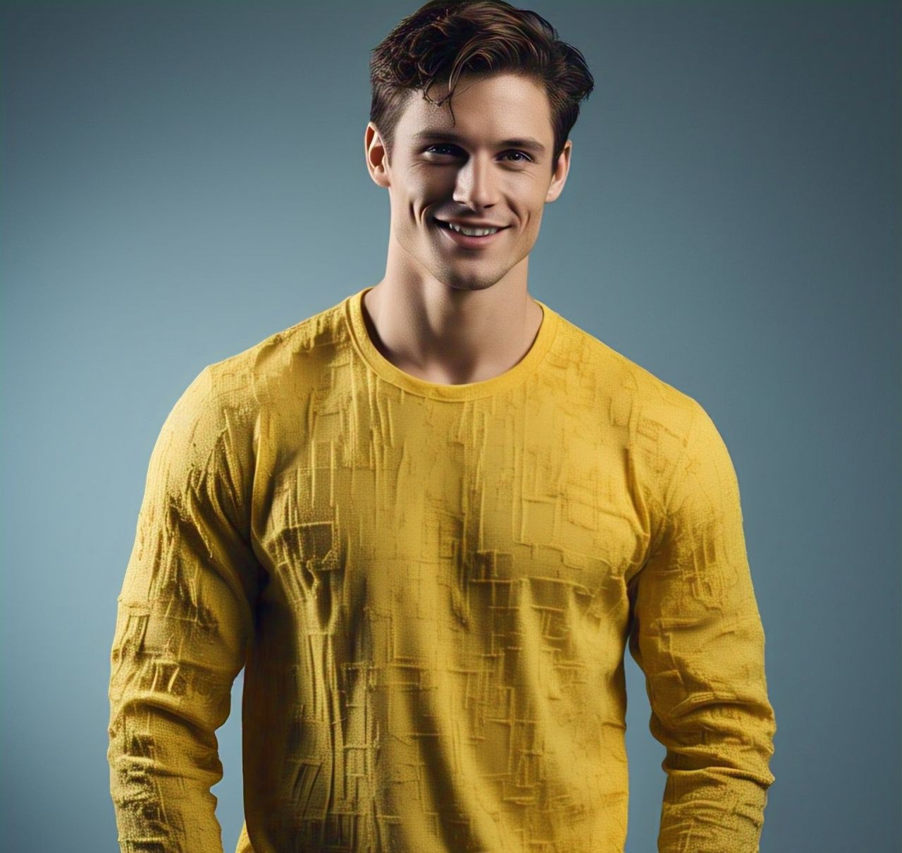 Evo Vogue Premium Yellow Jacquard Full-Sleeve T-Shirt